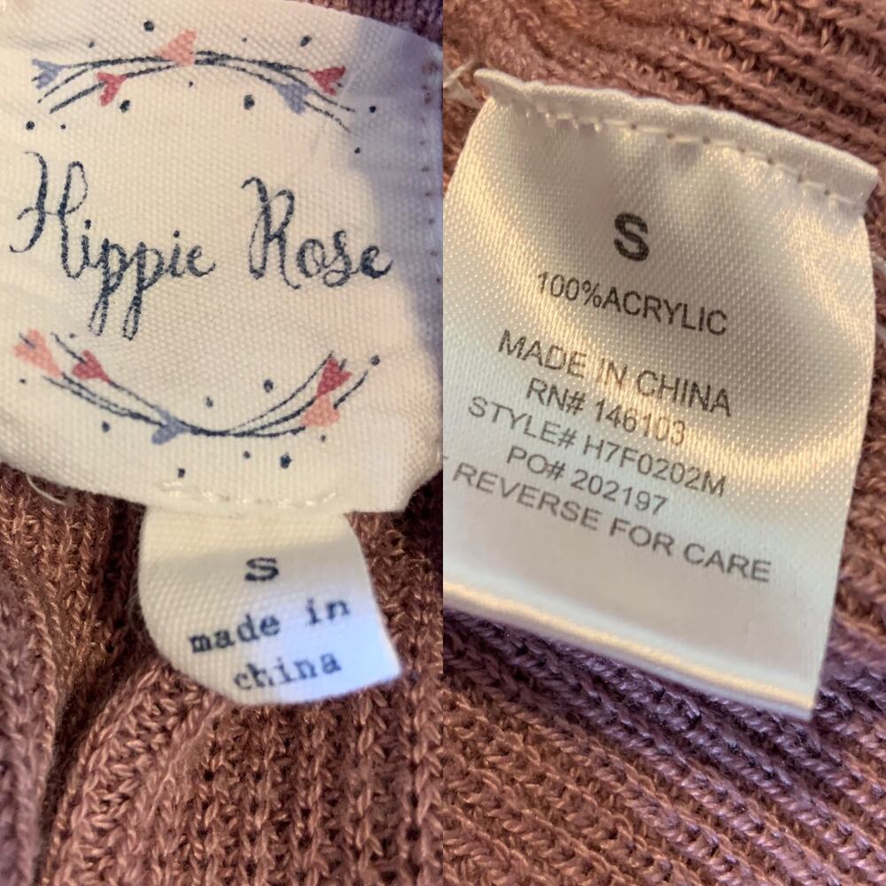 Hippie Rose Nude Pink Long Sleeve Arm Cut Out Crew Neck Sweater Top Women's S - Picture 9 of 9
